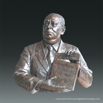 Große Figur Statue Filmregisseur Alfred Hitchcock Bronze Skulptur Tpls-079